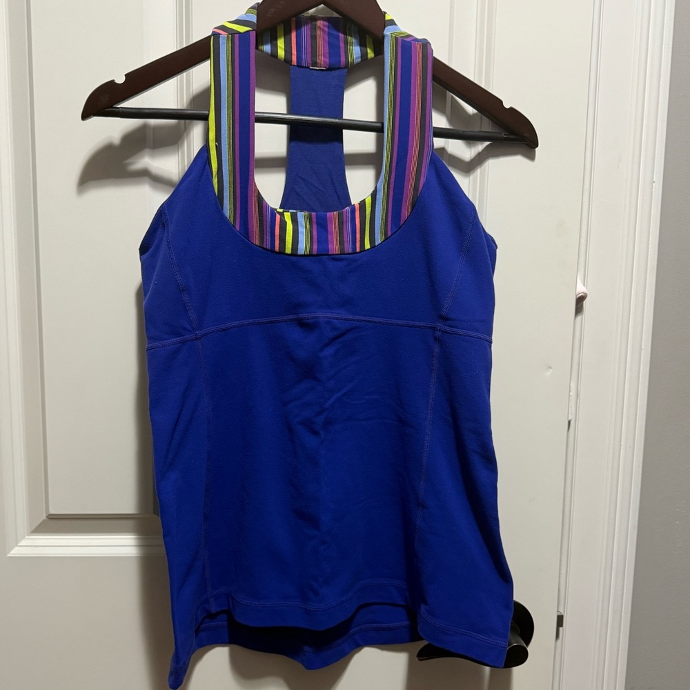 Lululemon Scoop Neck Tank Blue Wish/Multi Poncho Stripe